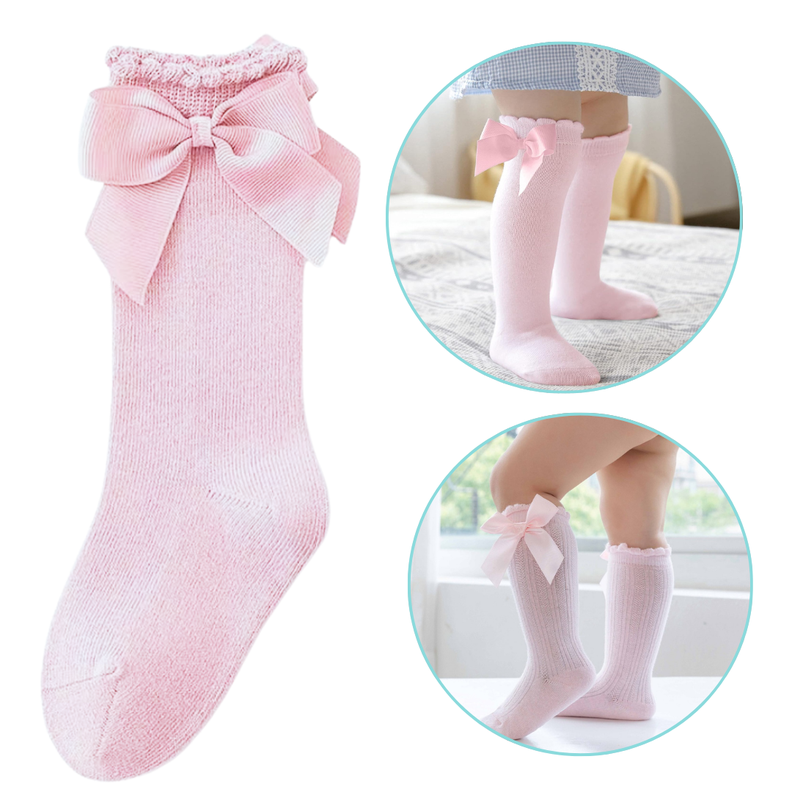 Pack 3 Calcetines Rosa Con Lazo Niña Jump Kids 100% Algodón-1