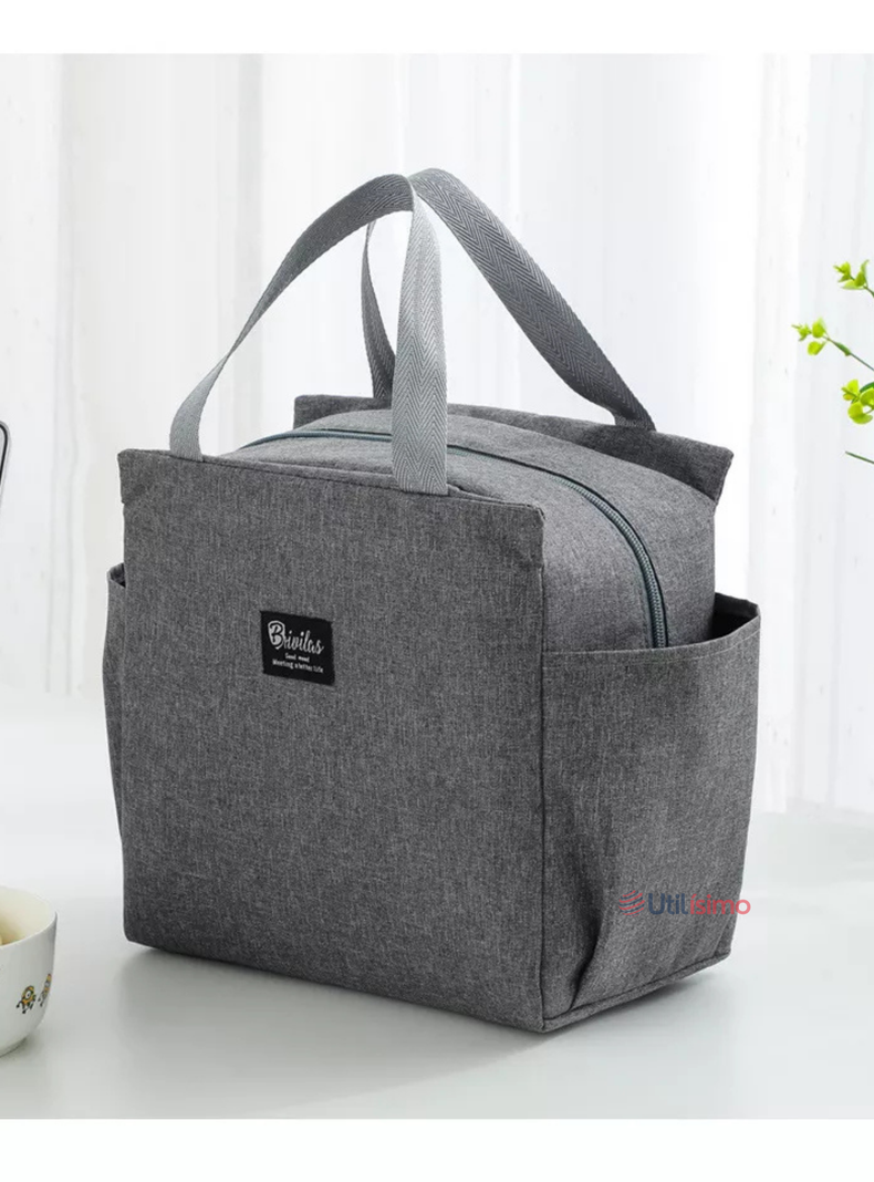 Lonchera Térmica Portátil Tela Oxford De Gran Capacidad con Aislamiento Gris-0