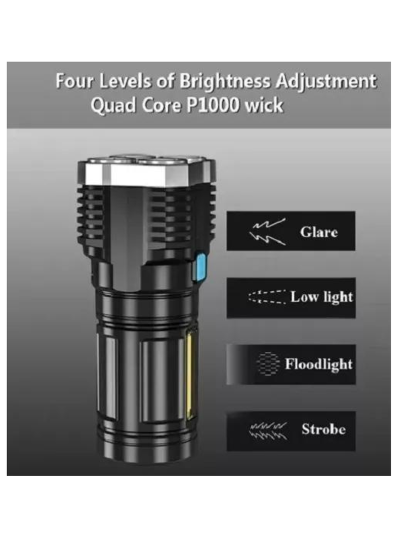 Linterna Led USB Recargable Alto Alcance 330 Mts 4 Focos-3