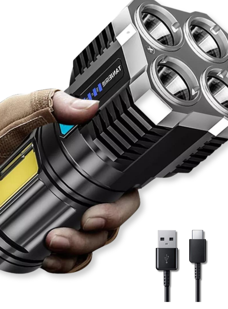 Linterna Led USB Recargable Alto Alcance 330 Mts 4 Focos-5