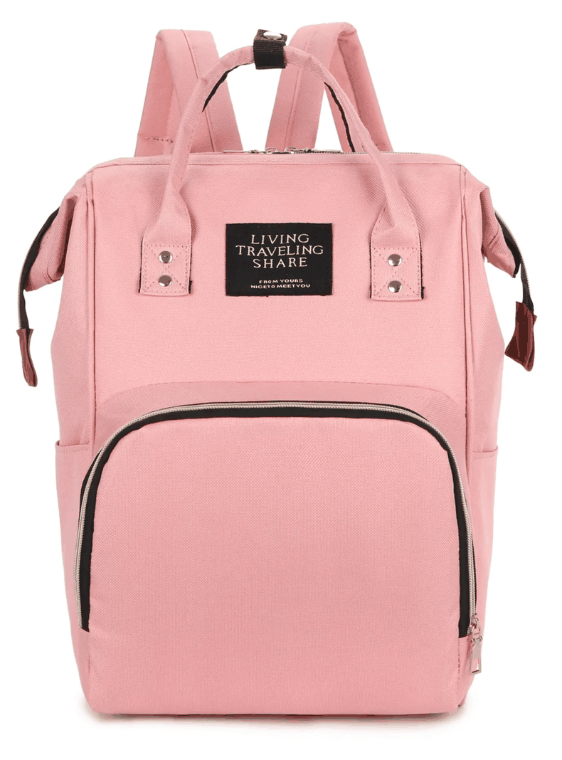 Mochila Maternal Bolso Pañalera Nylon Bebé Térmica e Impermeable Pink-0