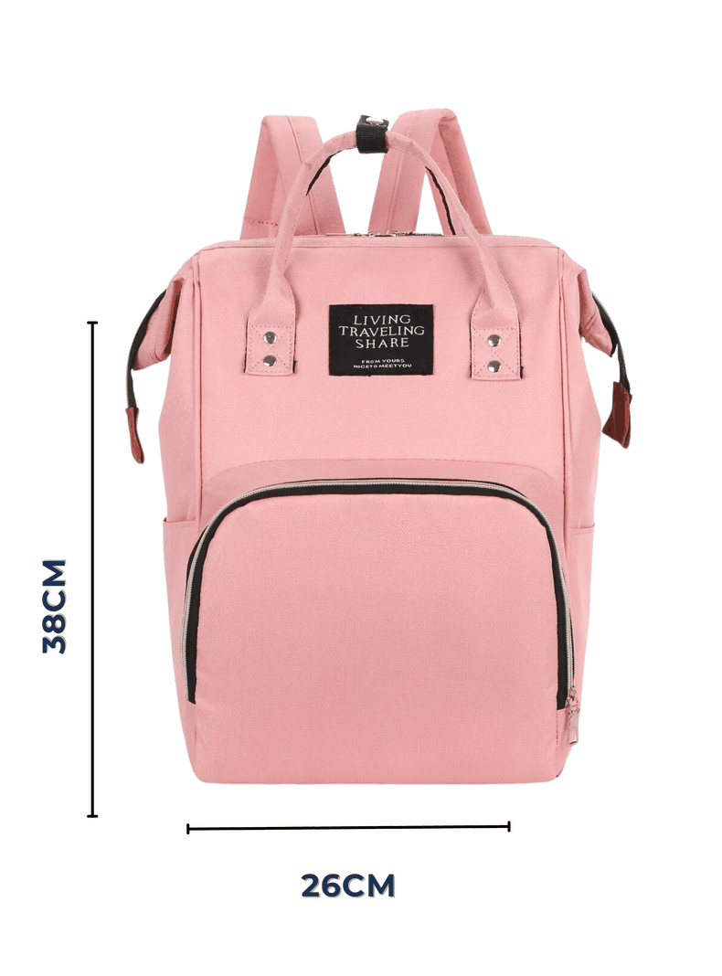 Mochila Maternal Bolso Pañalera Nylon Bebé Térmica e Impermeable Pink-1