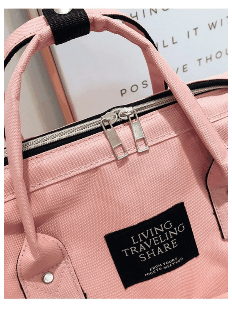 Mochila Maternal Bolso Pañalera Nylon Bebé Térmica e Impermeable Pink-2