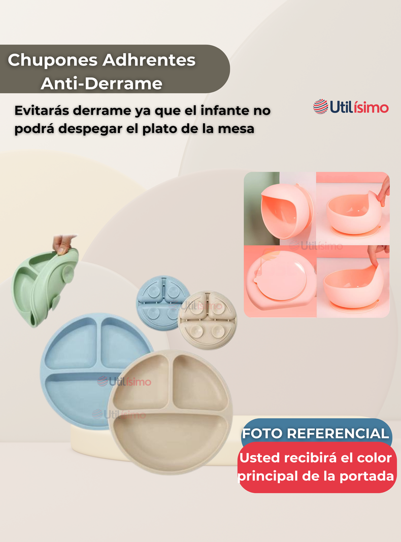 Set De Alimentación Bebé Silicona Con Vaso 5 Piezas Libre BPA Gris-7