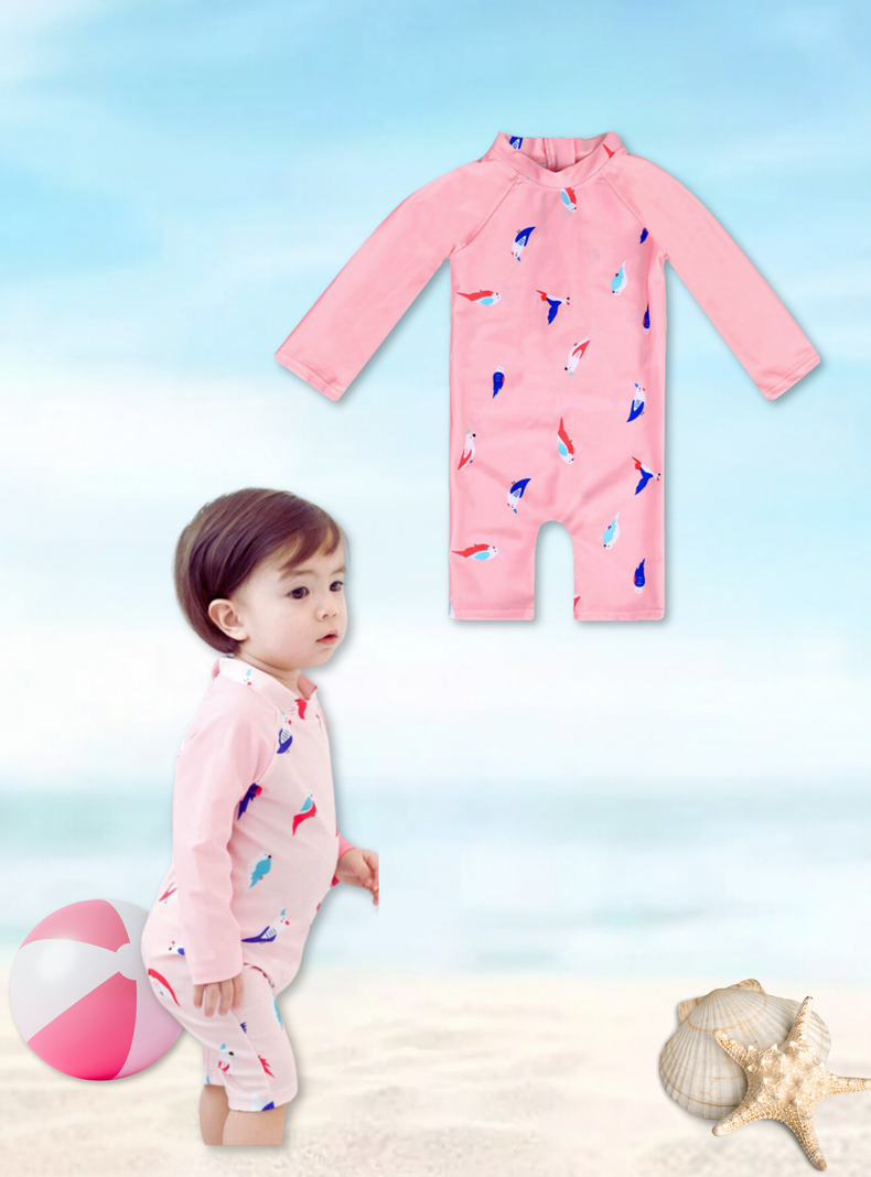 Traje de Baño Enterito Manga Larga Niño Jump Kids Pajaros-3