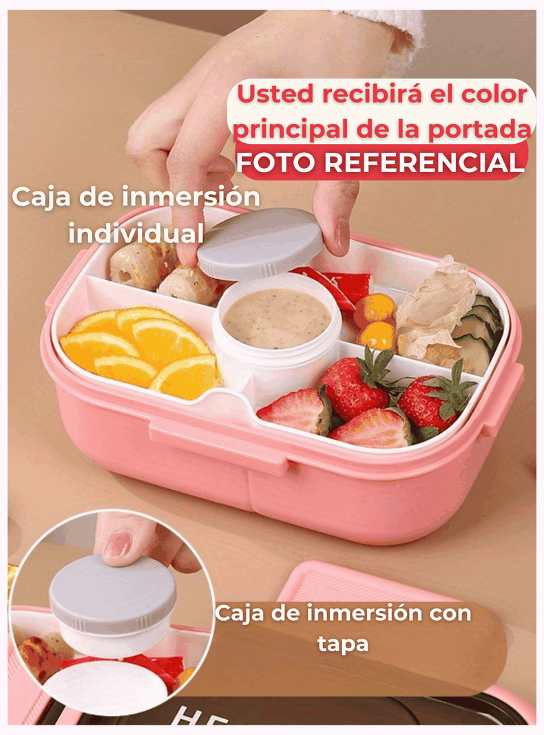 Fiambrera Contenedor 1200 Ml Táper Hermético + Salsera Plástico Beige-3