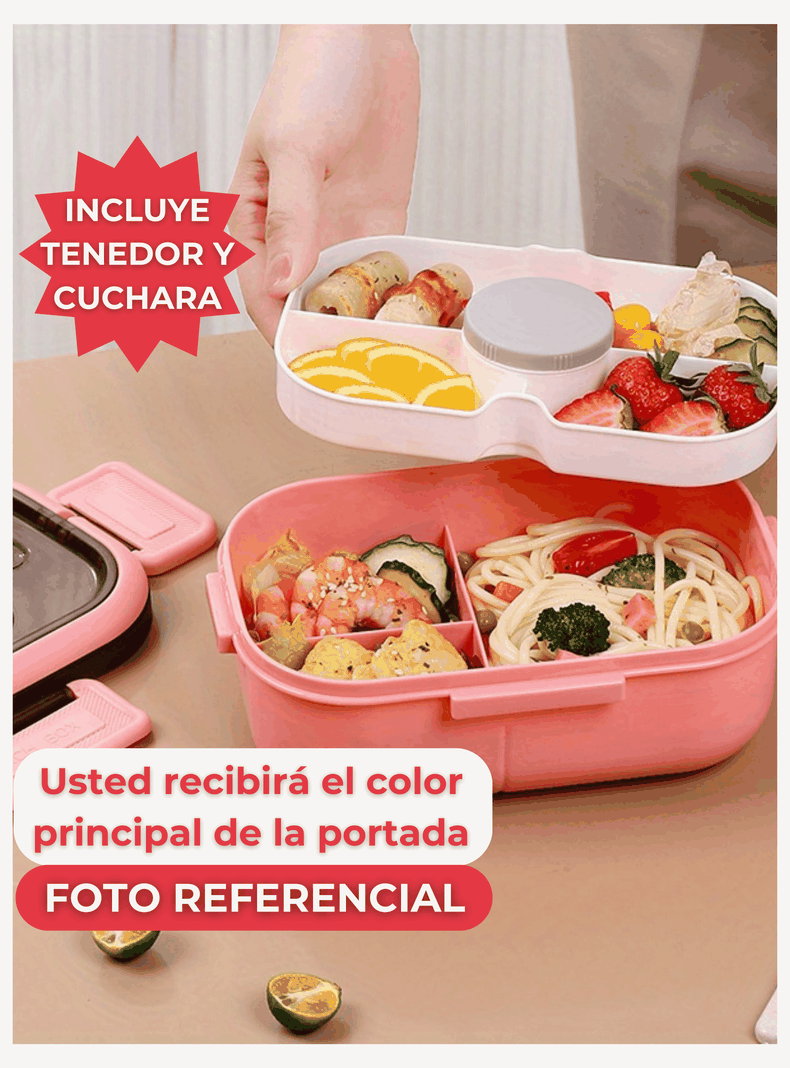 Fiambrera Contenedor 1200 Ml Táper Hermético + Salsera Plástico Beige-4