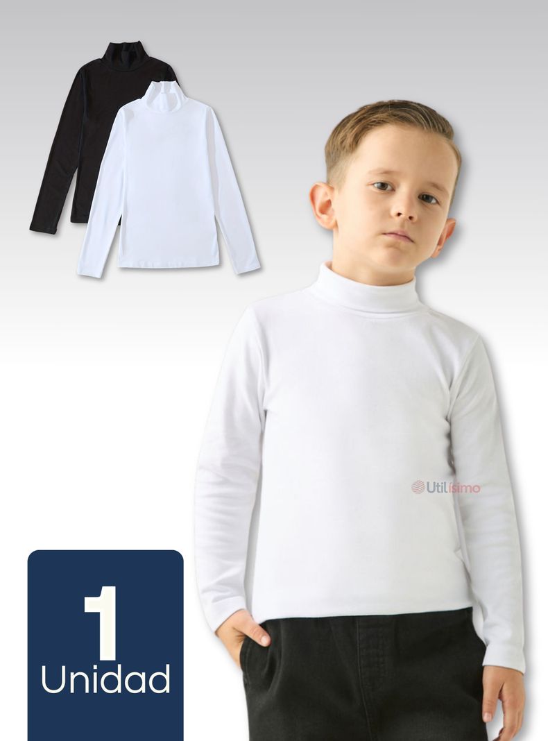 Camiseta Polera Beatle Algodón Niño Primera Capa Blanco Negro-0