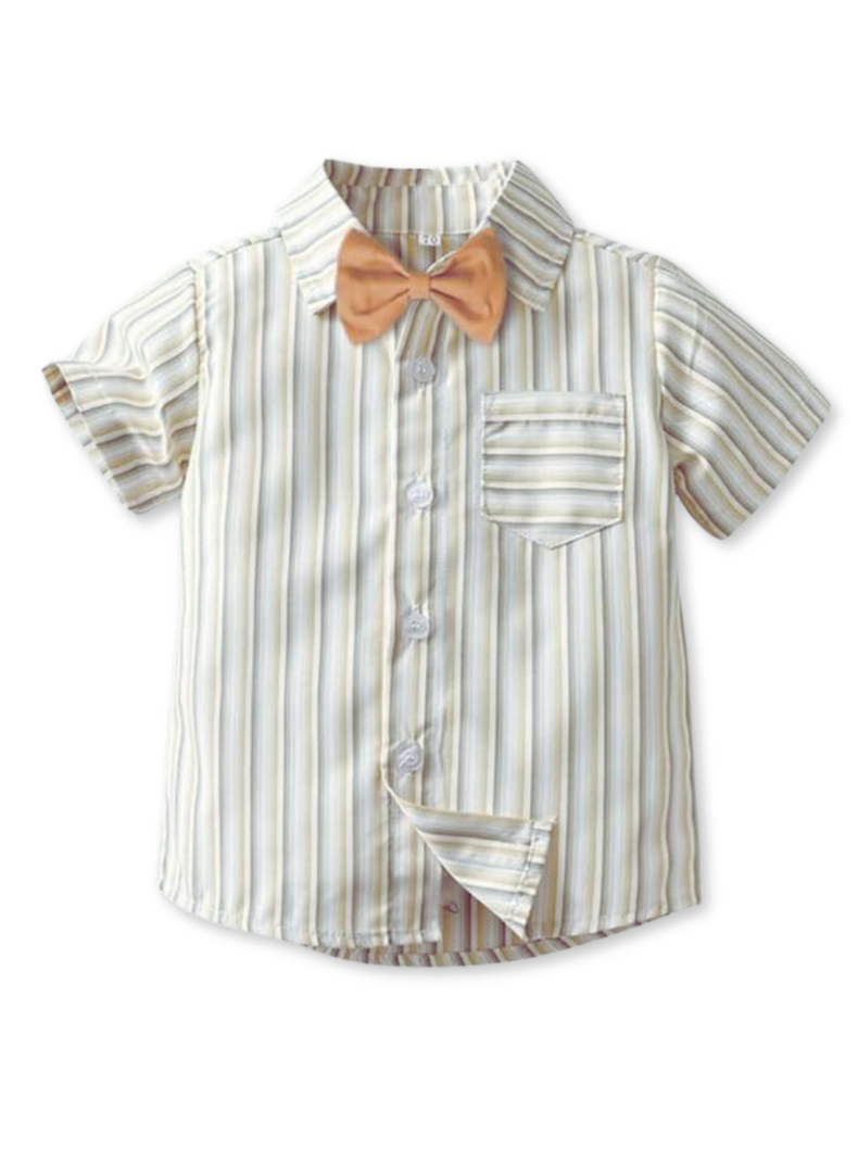 Conjunto de vestir con corbatín y pantalón corto 6 meses a 4 años Beige-3