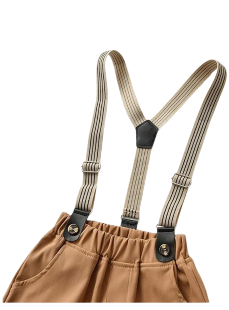 Conjunto de vestir con corbatín y pantalón corto 6 meses a 4 años Beige-4