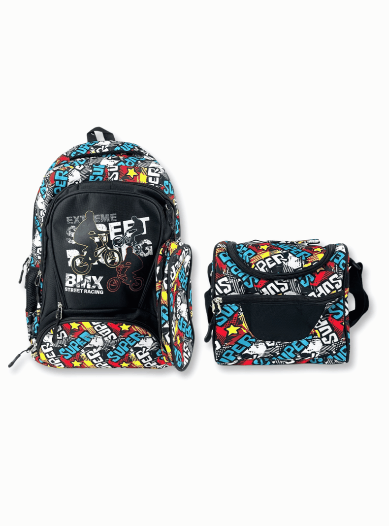 Mochila Con Lonchera Y Estuche 45cm Escolar Niño Cycling-0