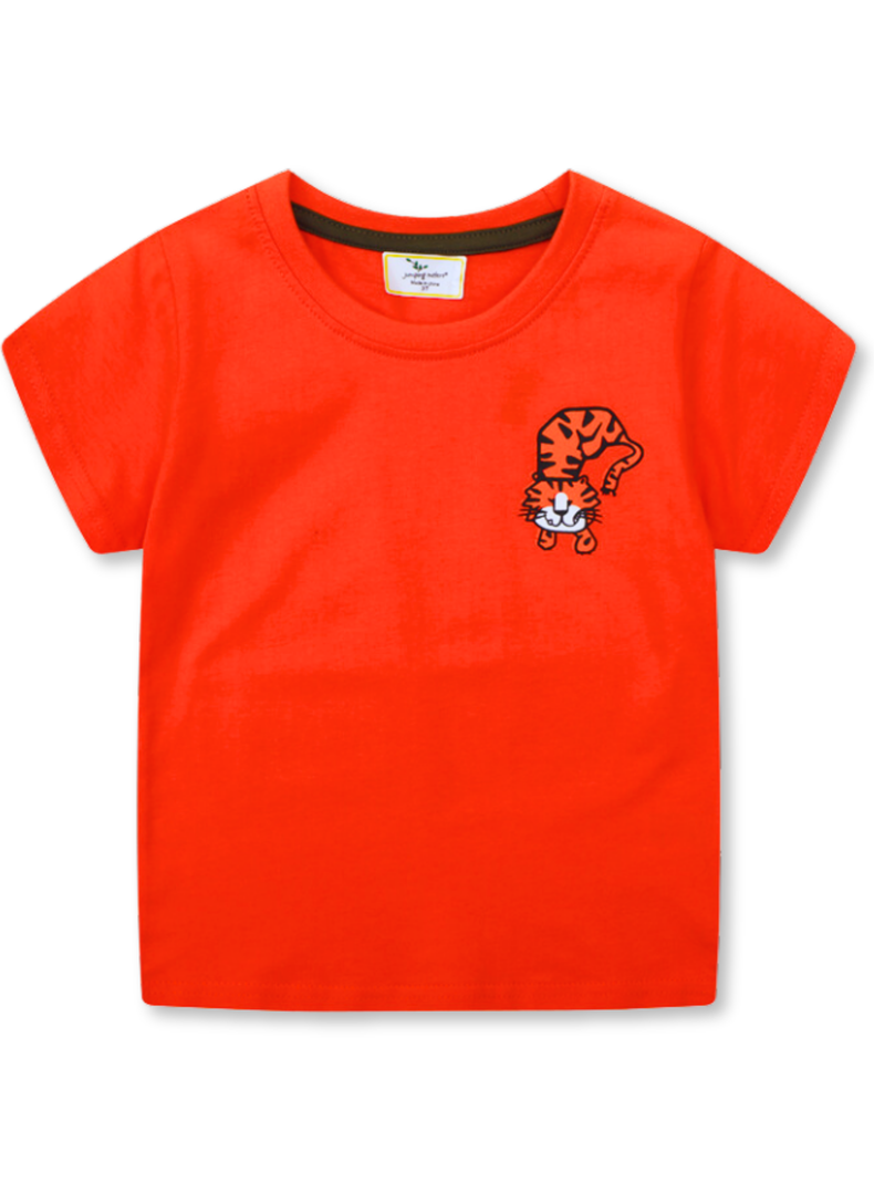 Polera Nino Algodon Manga Corta Jump Kids Rojo Tigre 2T