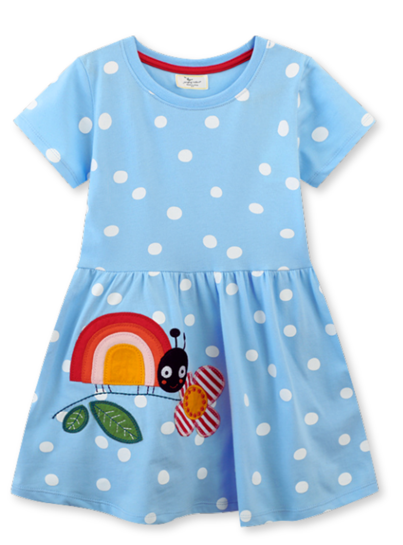 Vestido Manga Corta Niña Estampado Azul Cielo-0