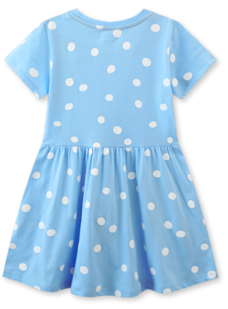Vestido Manga Corta Niña Estampado Azul Cielo-1