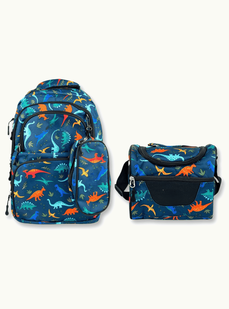  Mochila Con Lonchera Y Estuche 45CM Estampado Full Color Niño Dinosaurs-0