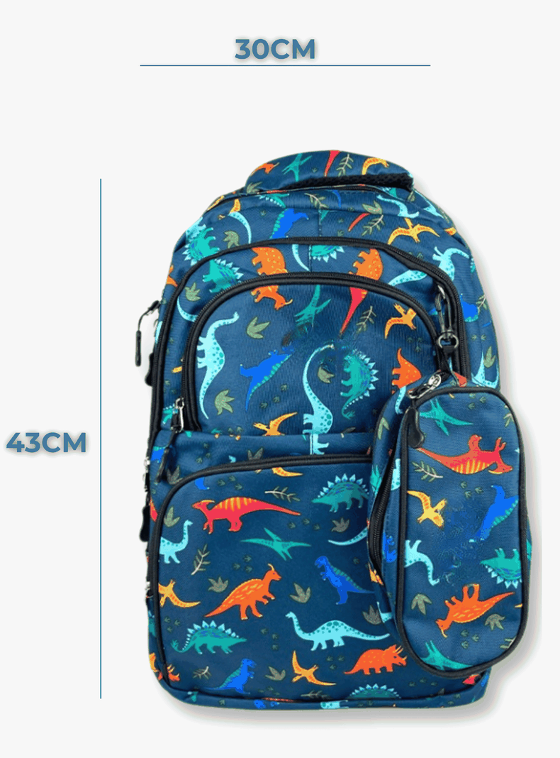  Mochila Con Lonchera Y Estuche 45CM Estampado Full Color Niño Dinosaurs-1