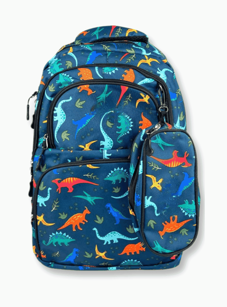  Mochila Con Lonchera Y Estuche 45CM Estampado Full Color Niño Dinosaurs-3