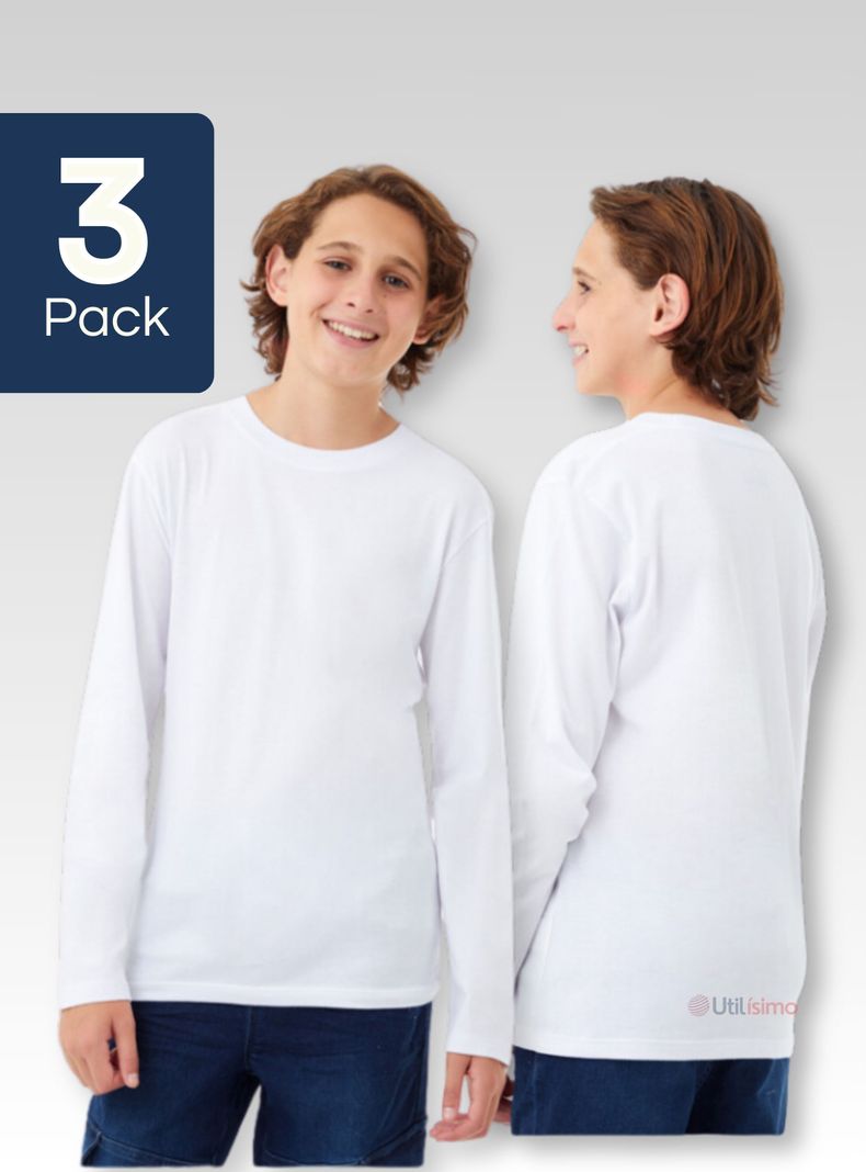 Pack 3 Camisetas Polar Primera Capa Poleras Invierno Niño-0