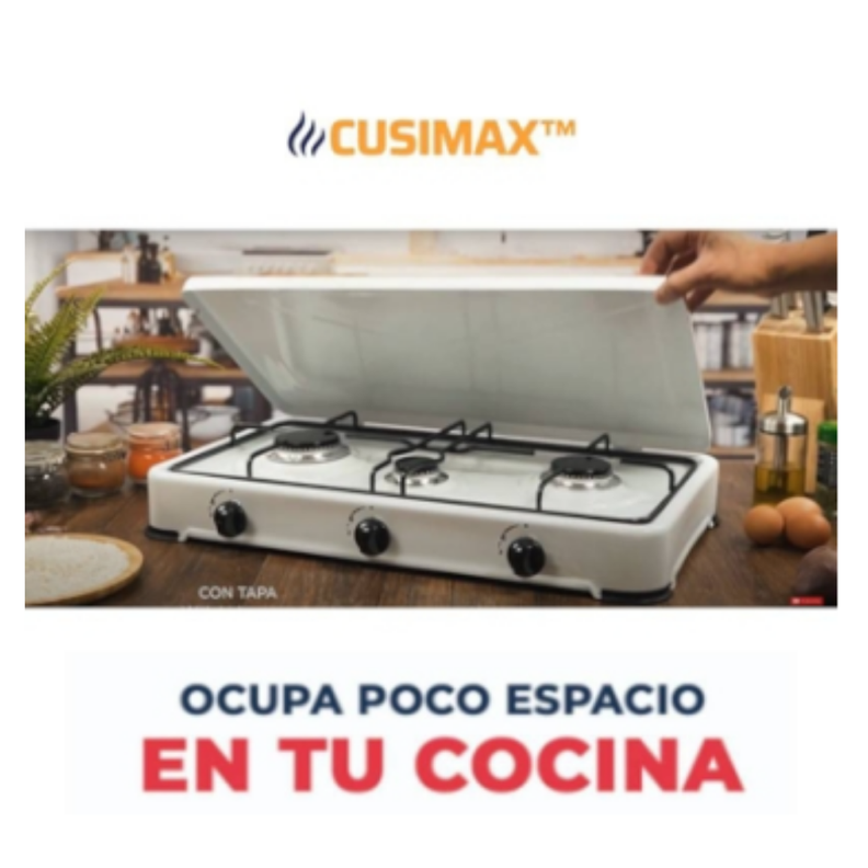 Cocinilla Encimera a Gas 3 Platos Portatil Cusimax Regular-2