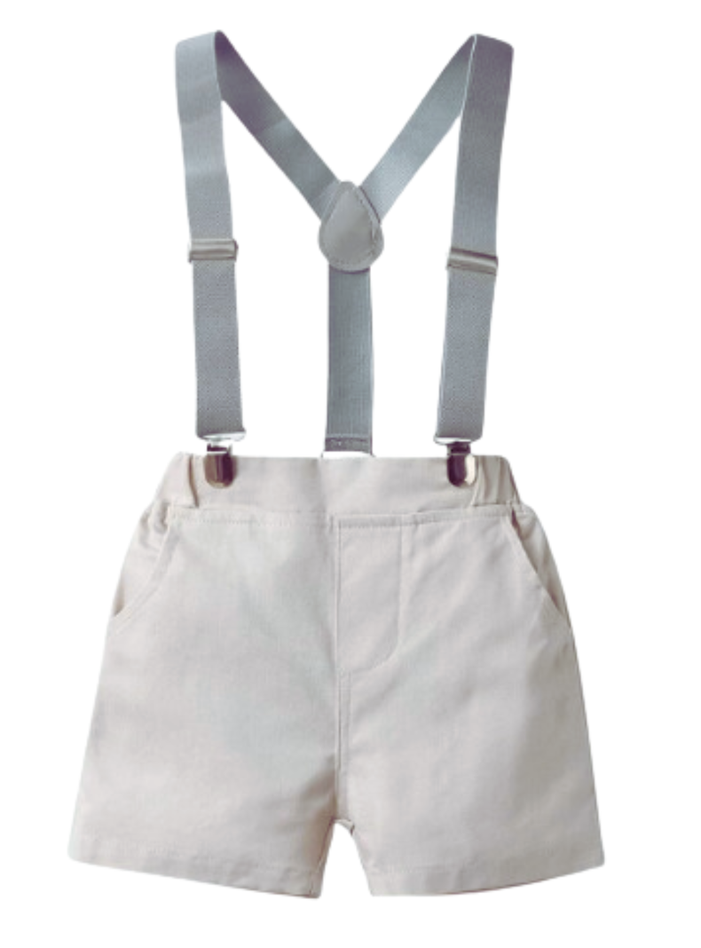 Conjunto de Vestir Hawaiano Manga Corta Niño 1 a 5 Años Gris Hawaiano-3