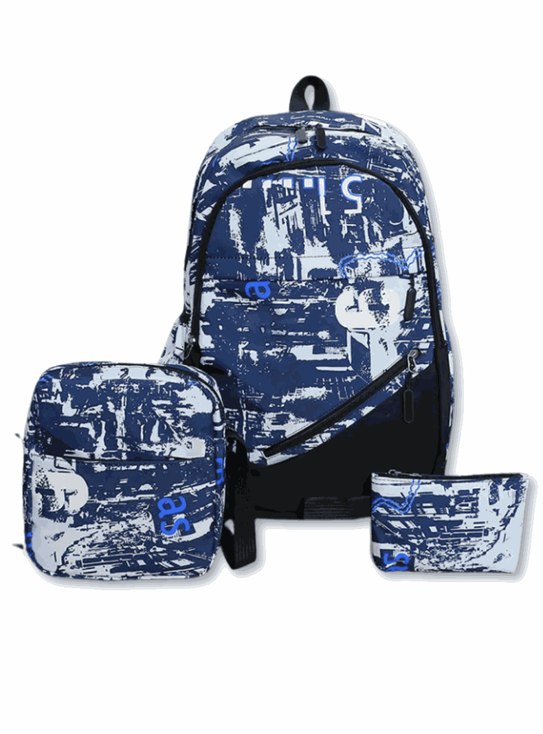 Pack Mochila Lonchera Estuche Grande 46cm Juvenil y Escolar Dark Blue-0