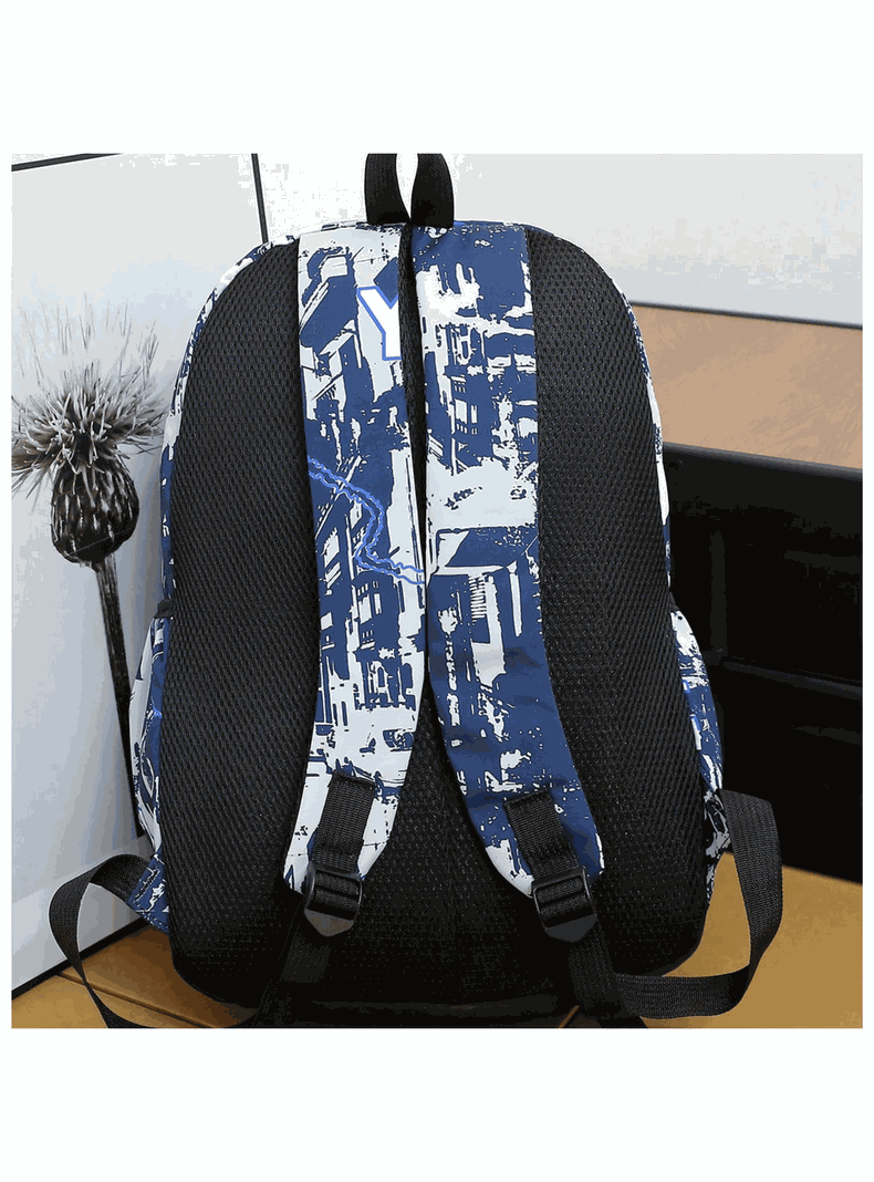 Pack Mochila Lonchera Estuche Grande 46cm Juvenil y Escolar Dark Blue-3