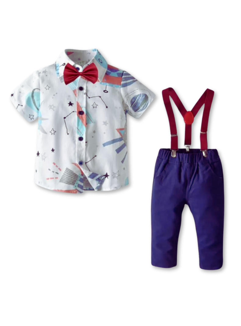 Conjunto de Vestir con Pantalón y Tirantes Bebé Niño 9 meses a 6 años Cosmic Sky-0