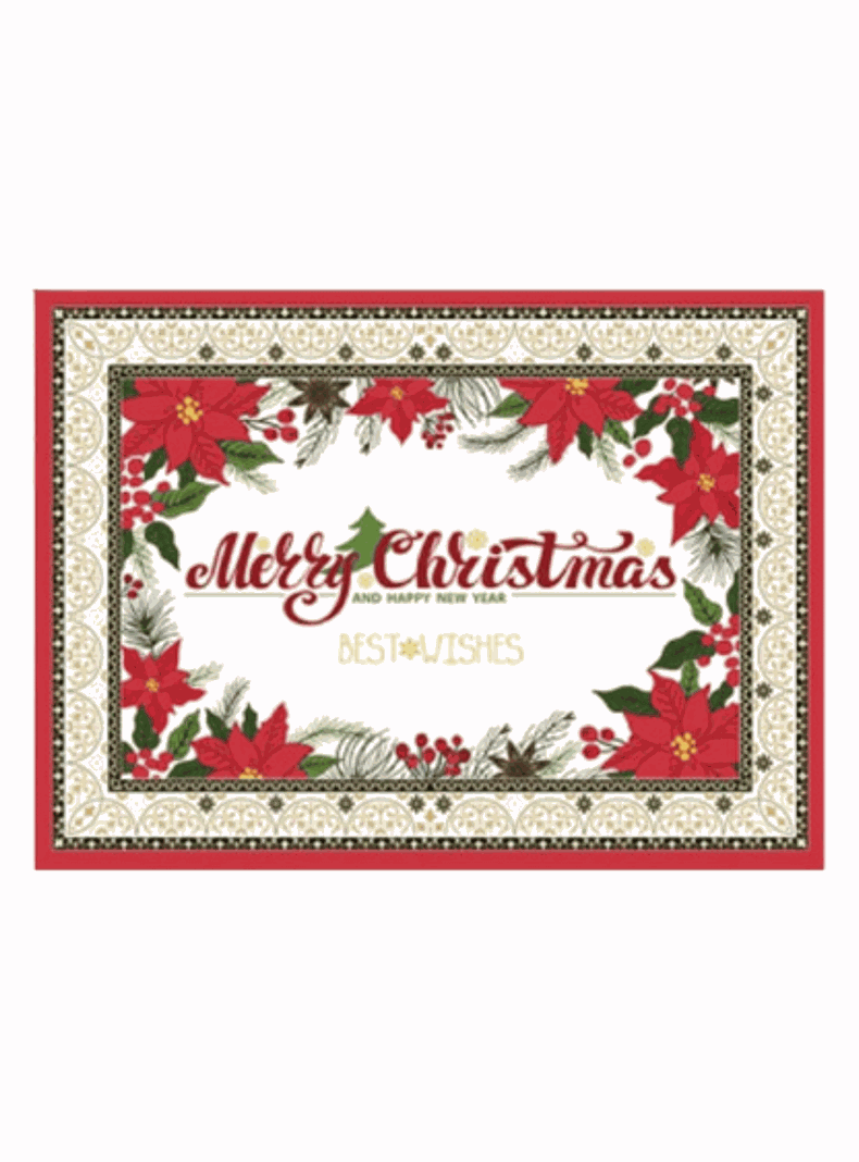Mantel Navidad Merry Christmas Flores Rojas Poliéster 137x140cm-3