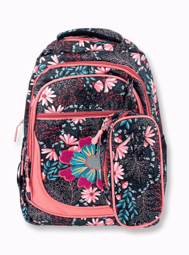 Mochila Con Lonchera Y Estuche 45CM Estampado Variados Niña Flowers-3