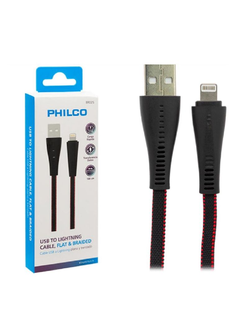 Cable USB Philco para Iphone 6/7/8/X Plano con Malla-2
