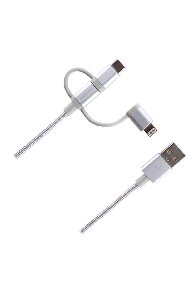 Cable Philips DLC260 3 en 1 Micro USB Lightning USB-C-1