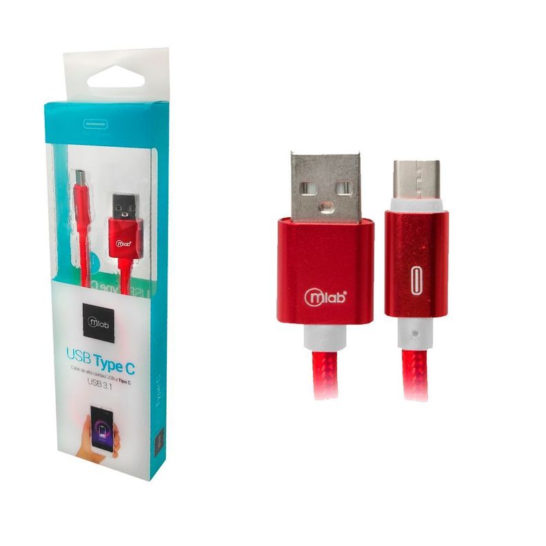 Cable Usb A Tipo C Rojo Mlab 1mts-1