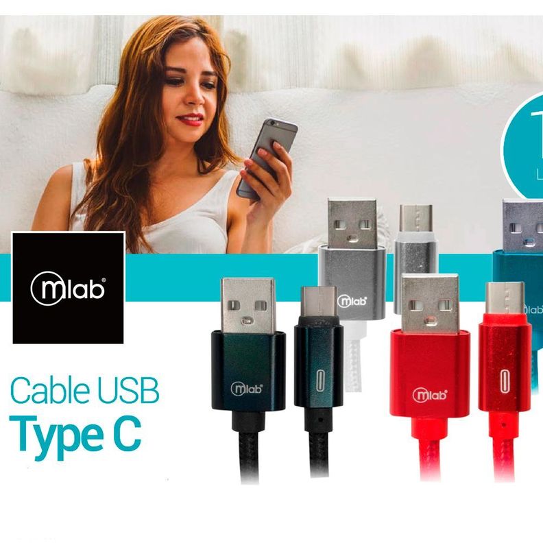 Cable Usb A Tipo C Rojo Mlab 1mts-2