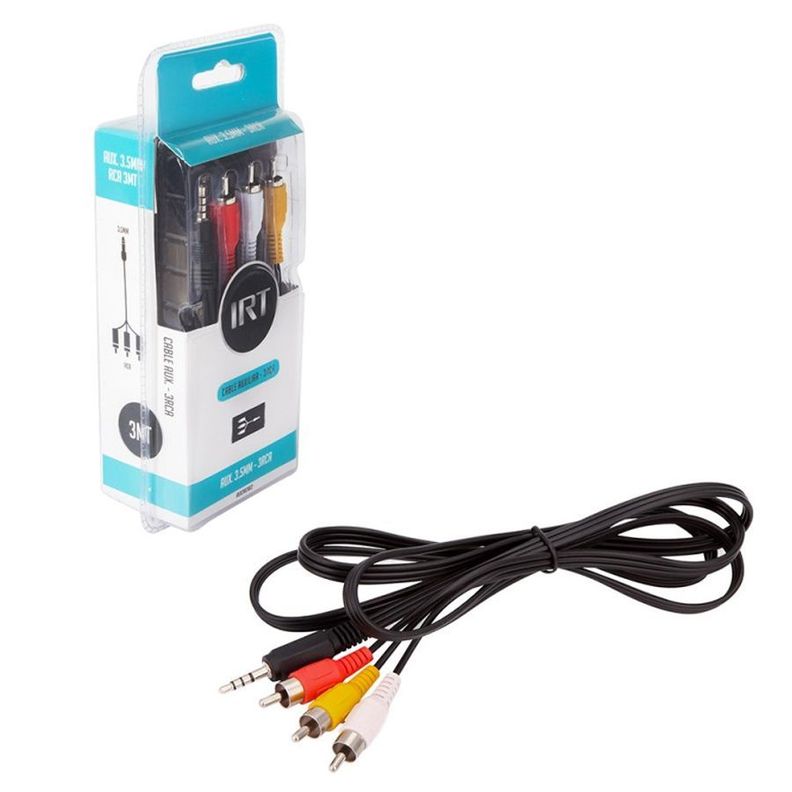 Cable Aux Macho 3 Rca Macho 3 Mts  Irt Fx-1