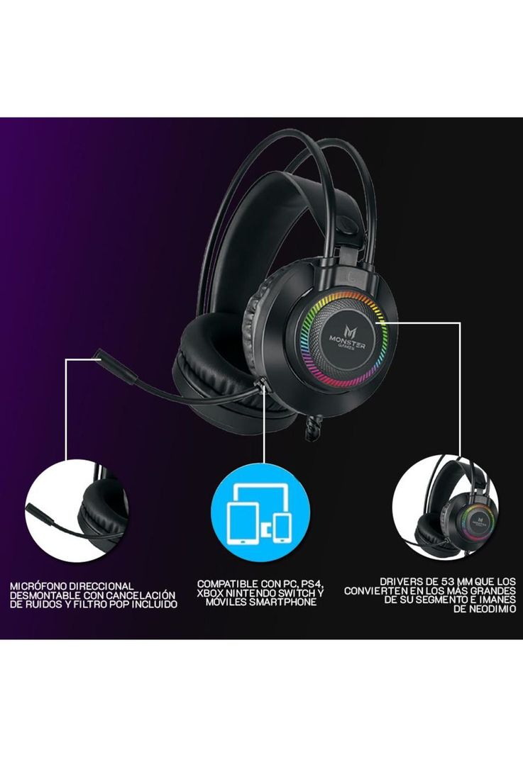 Audífonos Gamer Throb Monster Games Over-ear-3