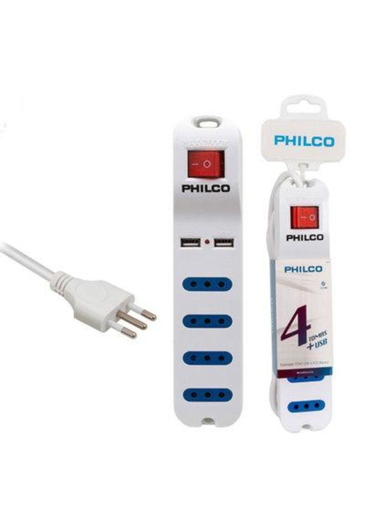 Alargador Philco Xt41 Usb 4 Pos Blanco 2500 W USB-0
