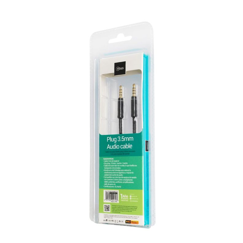 Cable Auxiliar Plug 3.5 Mm Audio 1 Mt-3