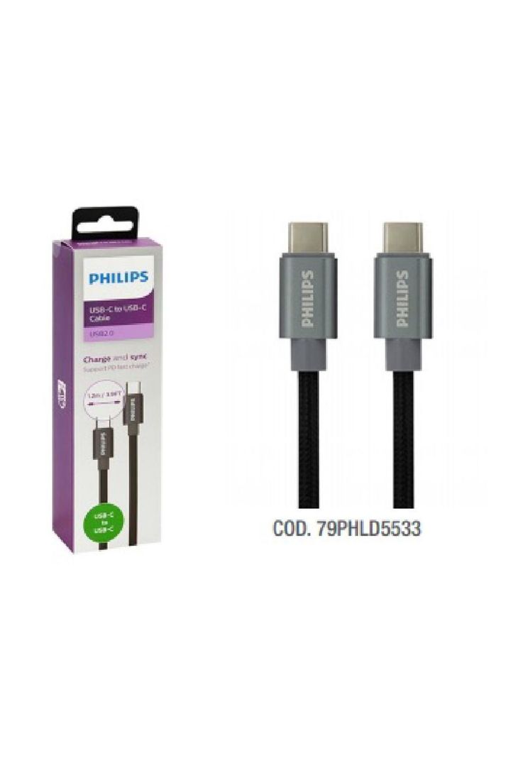 Cable USB-C a USB-C 1.2Mts Philips DLC5533C/97-0