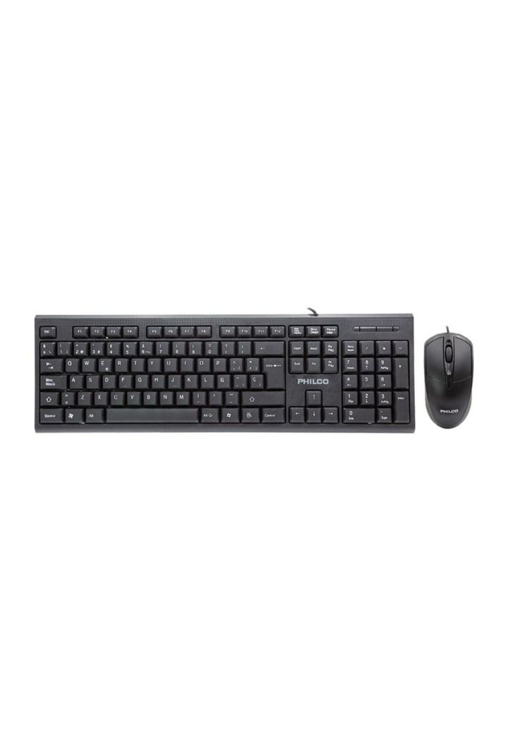 Combo Alámbrico Teclado + Mouse Philco 1200 Dpi-0