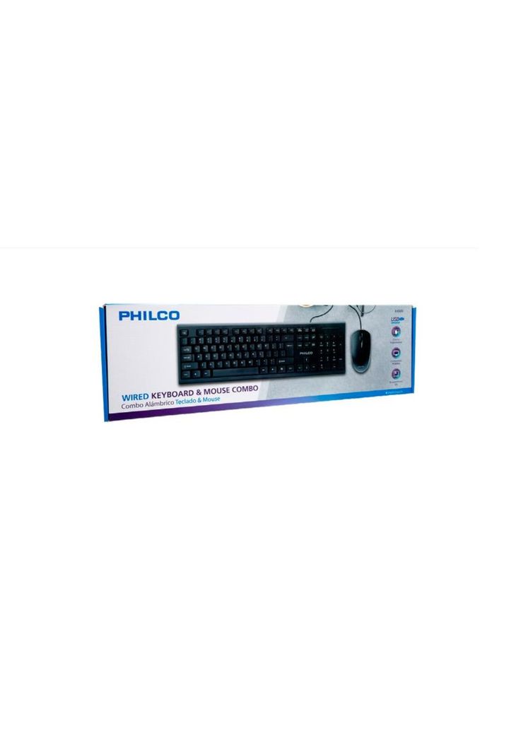 Combo Alámbrico Teclado + Mouse Philco 1200 Dpi-1