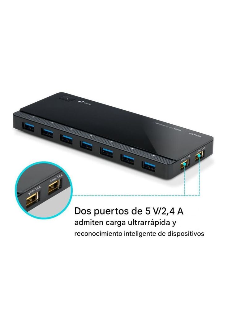 Hub 7 Puertos Usb 3.0 + 2 Puertos Cargadores (Uh72-3