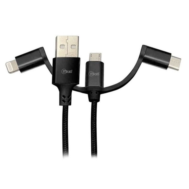 Cable Mlab 3 en 1 USB a Micro USB Tipo c y Lightning 1 Metro-2