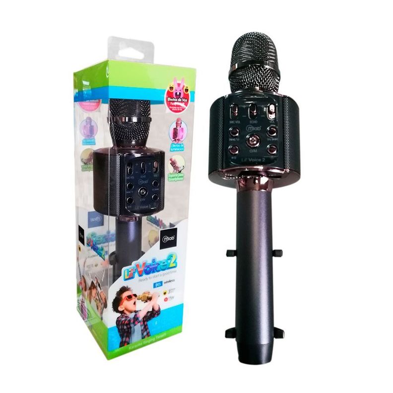 Micrófono Karaoke Lil Voice 2 Led Soporte Metal 8910-1