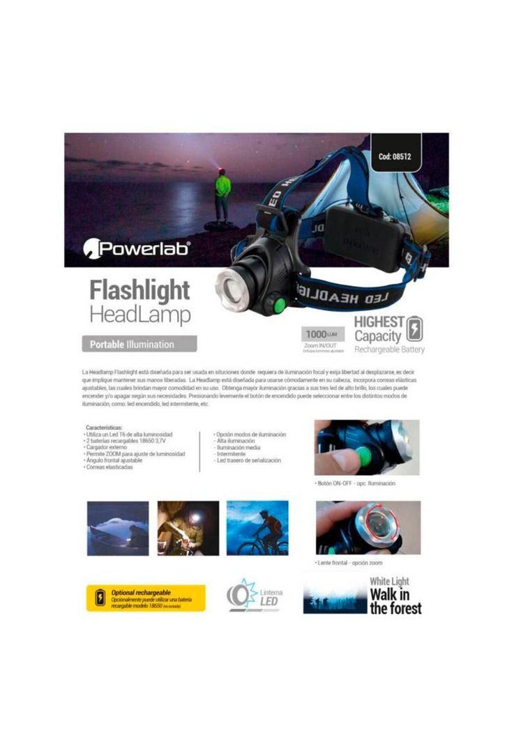 Powerlab Linterna Led De Cabeza Zoom-3