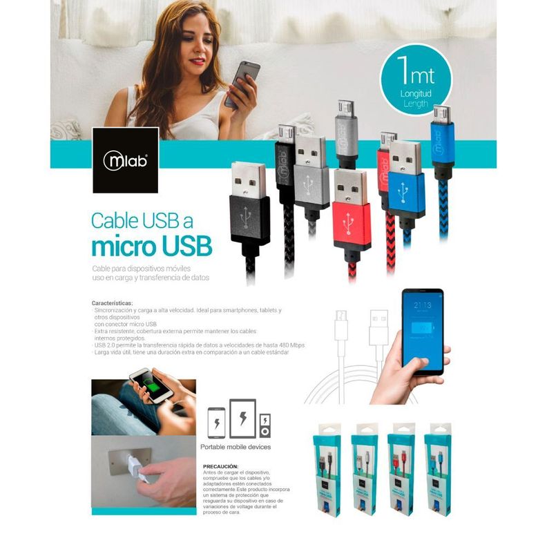 Cable Micro Usb Blindado  Mlab-2
