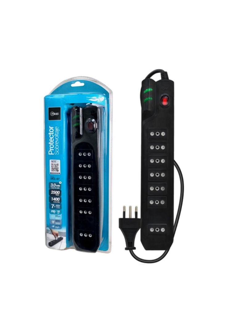 Alargador Protector De Voltaje 3 Metros Mlab Negro-0