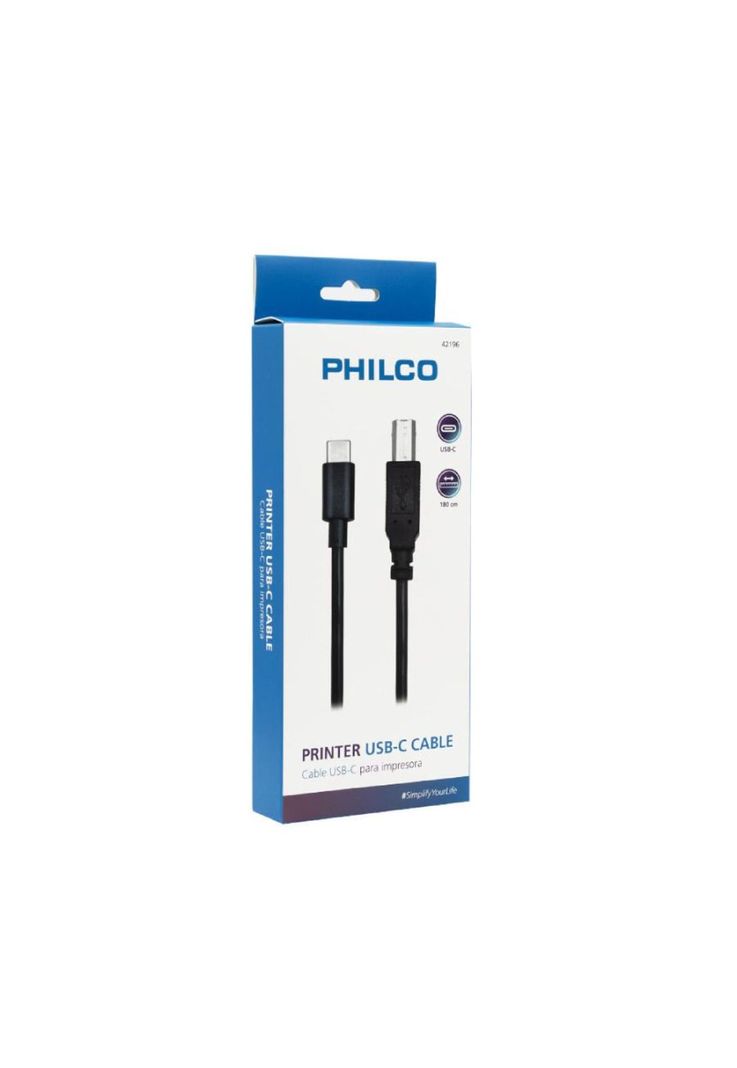 Cable PHILCO USB a Impresora, 1.80 Metros-1