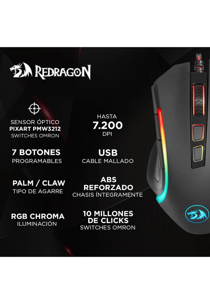 Pack Gamer Mouse + Pad Mouse M601WL-BA Redragon-3