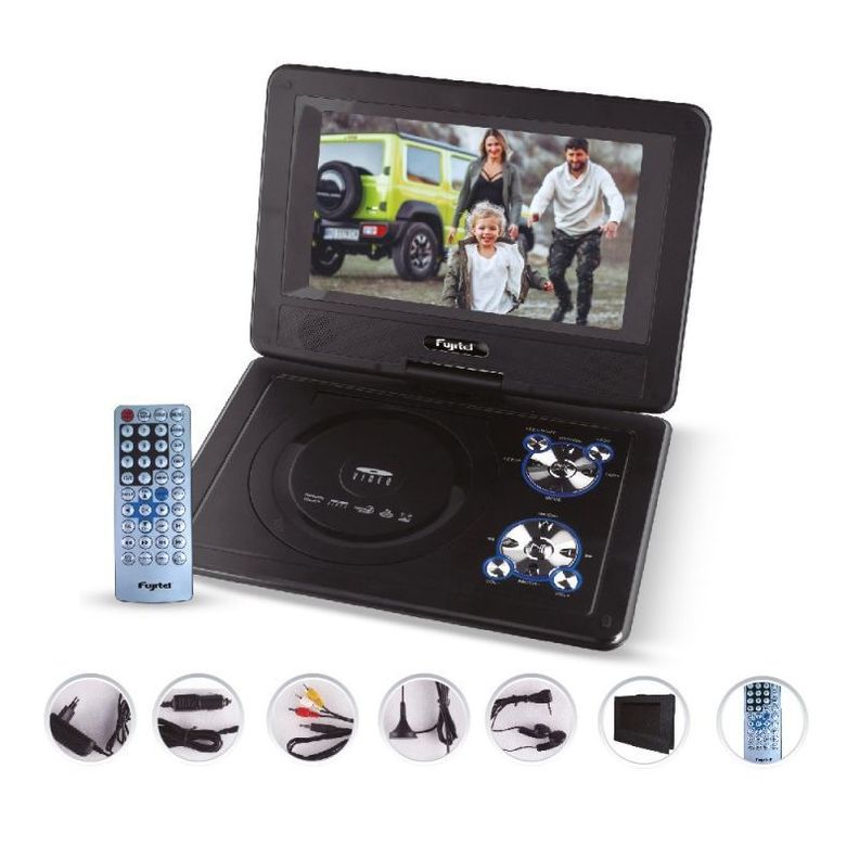Reproductor de DVD portátil Fujitel con pantalla de 8.5 pulgadas, TV análoga y pantalla giratoria de 270 grados-0