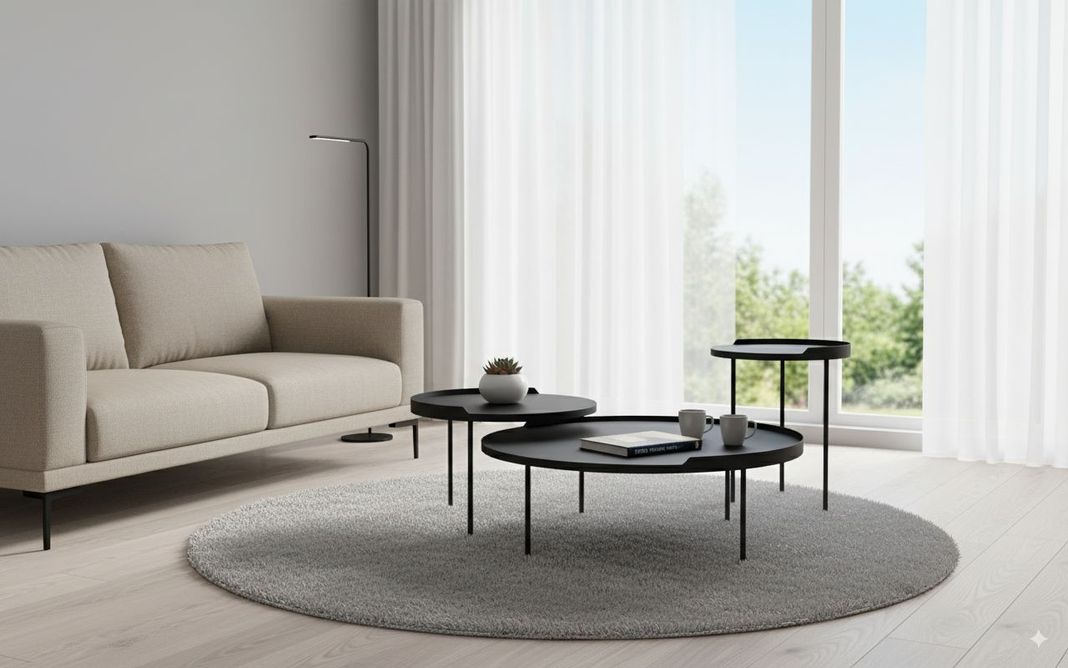 Mesa de diseno Orion Redonda Negra 45cm